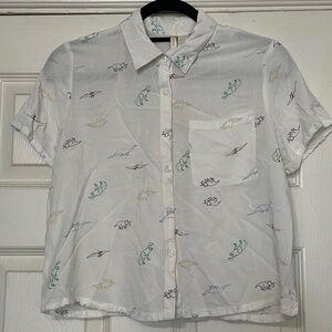Japna - Small White Blouse with Dinosaurs